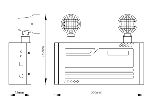 TANLUX Steel Housing Emergency Lights with Remote Capabilities, Battery Pack, Commercial Battery Unit Emergency Lights with 2 by 2 watts Head, Up to 4 Hours Emergency Duration Time - size: Steel Emergency Light