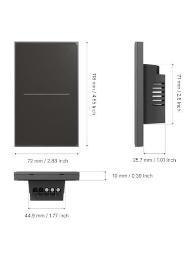 MOES Full Touch WiFi Smart Light Switch Neutral Wire Needed, Grey 2 Gang - color: Grey, size: WiFi 2 Gang