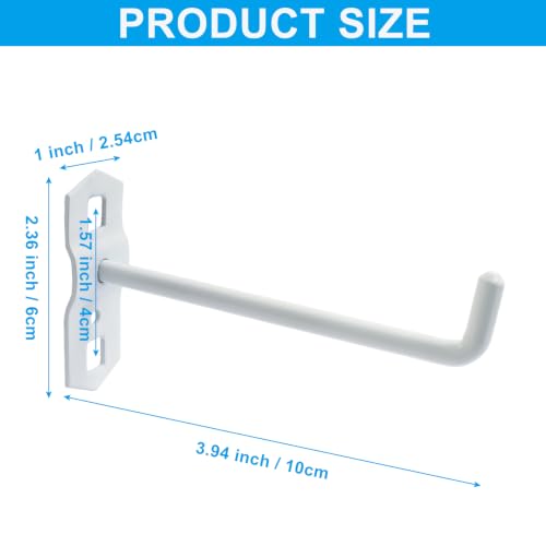Heavy Duty Steel 4 inch pegboard Hooks for 3/8" Square Hole 1.5" Spaced Pegboards - Garage Wall Organizer Tool Storage Set, White, 4 Pack - color: White