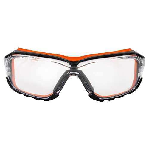 Birdz Gasket Motorcycle Riding & Sports Safety Glasses ANSI z87.1 Rated Black w/Orange Gasket Frame & Clear Lenses
