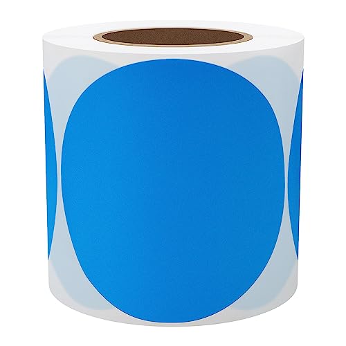 Hybsk 3 inch Circle Color Direct Thermal Stickers Shipping Labels for Barcodes,Name Tag,DIY Logo Design,QR Code,Inventory– Compatible with Zebra,Rollo,Munbyn,and More-350 pcs (3 inch,Blue) - color: Blue, size: 3"