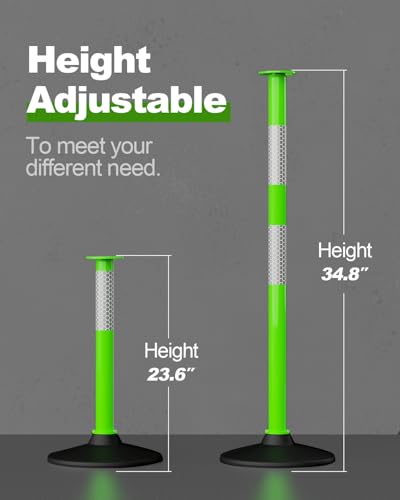 RoadHero 5 Pack 34 Inch Traffic Delineator Posts Cones, Lime Green - color: Green