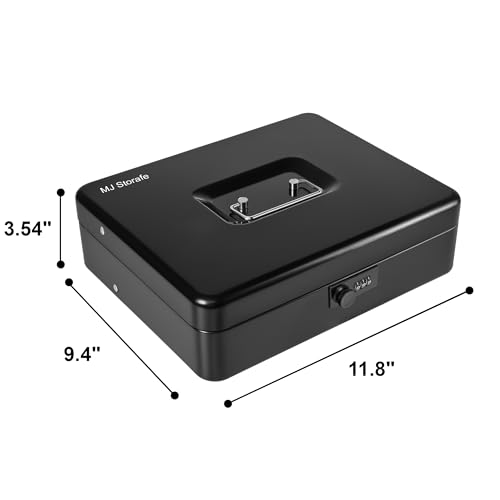 Locking Cash Box with Key Lock and Money Tray, Money Box, Lock Safe Box, Cash Money Lock Safe Box for Cash Register 11.8"x9.45"x3.54" (Black Combination) - color: Black Combination