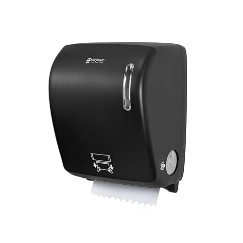 San Jamar Timeless Hands-Free Mechanical Paper Towel Dispenser, Black, Commercial Grade, Universal Roll Compatibility, Touchless Operation, for Bathrooms and Kitchens