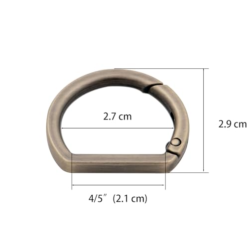 10pcs Metal Spring Key Ring,Spring Snap Hooks Clip Buckle,Flat D Ring for Purses (Silver) - color: Silver
