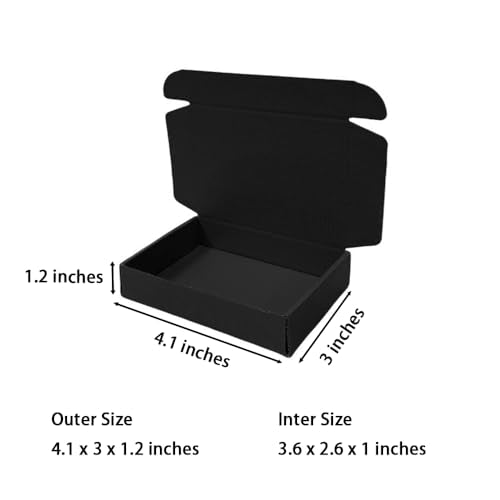 100 Pack 4.1x3x1.2 in Black Mini Shipping Boxes - color: Black, size: 4.1x3x1.2 in