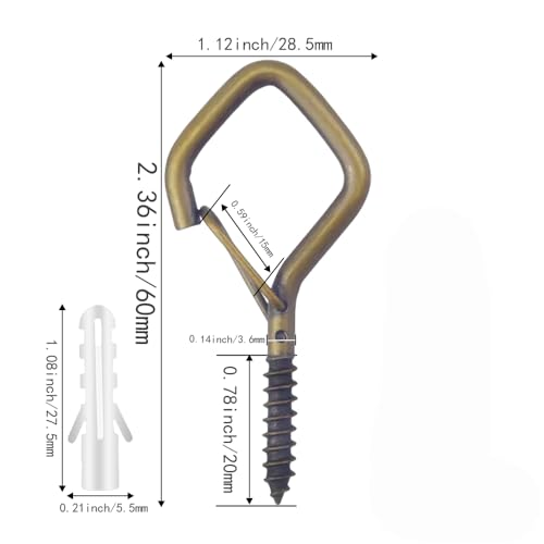 12 Pcs 2.36IN Ceiling Hooks with Safety Buckle for Plants - color: Bronze, size: 12Pcs