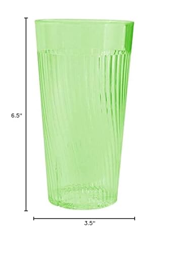 TrueCraftware- 20 oz. Belize Tumbler/Drinking Cups Green Polycarbonate Set of 12-Premium Iced Tea Glasses Stackable Reusable Drinking Glasses Dishwasher Safe Break-Resistant for Home Restaurants - color: Green, size: 20 oz