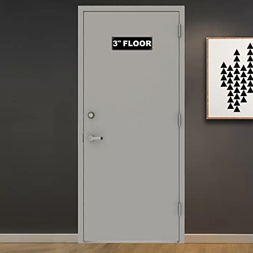 Floor Sign for Door, Acrylic Plastic, Black and White, Rounded Corners, Durable, Long Lasting with Double Sided Tape in the Back - 3" x 9" (3rd Floor) - style: 3rd Floor