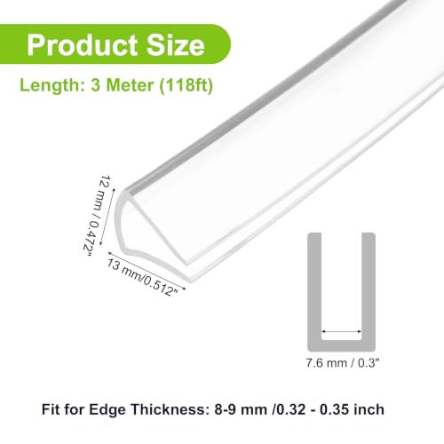 PATIKIL Rubber Seal Strip, 10Ft Flexible U Channel Edge Trim Protector Soundproof Door Seal Strips Fit 8-9mm Thick Edge, 15/32"(12mm) Width, 1/2"(13mm) Height, Transparent - size: 15/32"(12mm ) x 1/2"(13mm )