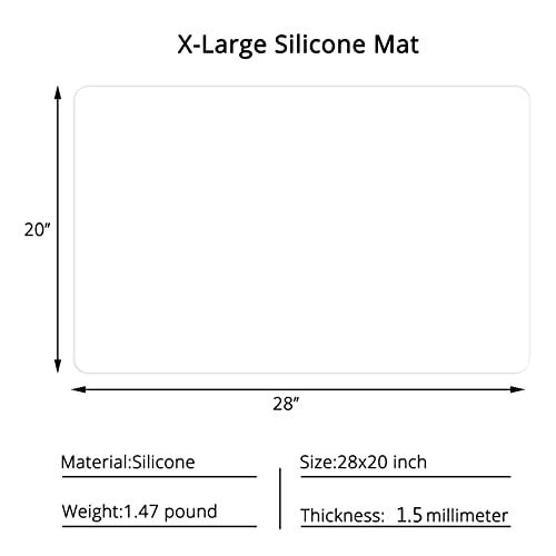 Gartful Silicone Mats for Countertop - Thicker, 28" by 20" Extra Large Multipurpose Mat, Counter Table Protector, Desk Saver Pad, Placemat Nonstick Nonskid Heat-Resistant Pad, Translucent - color: Translucent, size: XL-28" x 20" x 0.06"