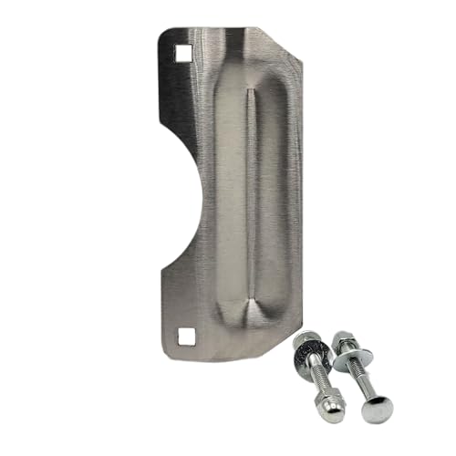 Door Latch Protector | Steel Lock Latch Guard Plate | Storefront Door Security | Cover Plate for Out-Swinging Doors | Tuff Strike | Brushed Chrome - color: Brushed Chrome