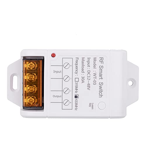 6000 ft Long Distance DC12V 24V 36V 48V Remote Control Switch 433Mhz Remote Transmitter, 12V 30A Remote Relay High Power Water Pump Motor Lighting Industrial Wireless Control Relay