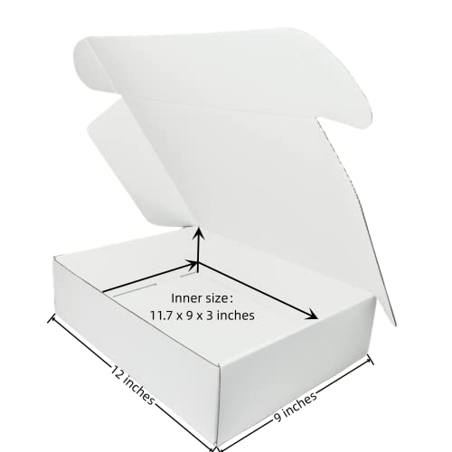 Small Corrugated Mailer Boxes 12x9x3 Inches (White,Pack of 5) - size: 12 x 9 x 3 Inch (Pack of 5)