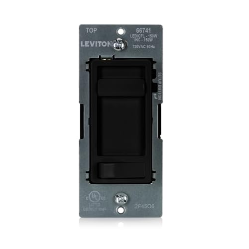 Leviton SureSlide LED Advanced Dimmer Switch for 150W Dimmable LED, Halogen and Incandescent Bulbs and Fixtures, 66741-E, Black - color: Black