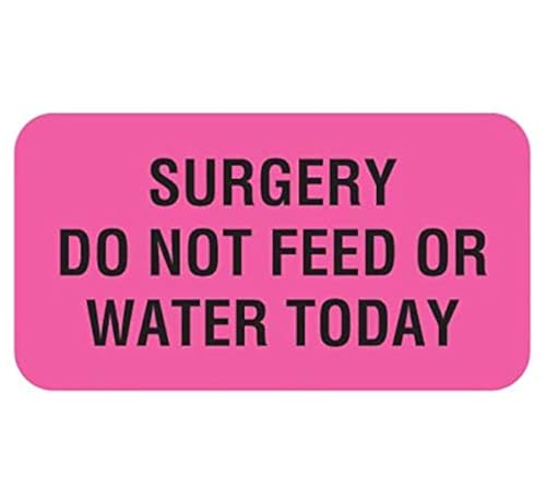 Tabbies V-AN220 Surgery No Food/Water Vet Labels, 560Ct, 1.625x7/8in, Pink - size: 1-5/8" x 7/8", 560 Count (Pack of 1), style: SURGERY DO NOT FEED OR...