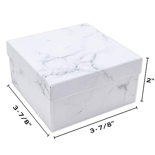 TheDisplayGuys 25 Cardboard Gift Jewelry Boxes w/Paddings #34-3.9x3.9x2 - color: Marble White