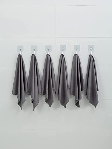 Puomue 6 Pack Microfiber Glass Cleaning Cloth, 16 Inch X 16 Inch, Lint Free Quickly Clean Window, Glasses, Windshields, Mirrors, and Stainless Steel, Grey - color: Grey