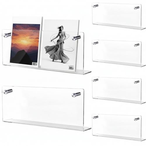 6 Pack Clear Acrylic Magazine Holder Wall, Brochure, 17 Inch - size: 17 Inch