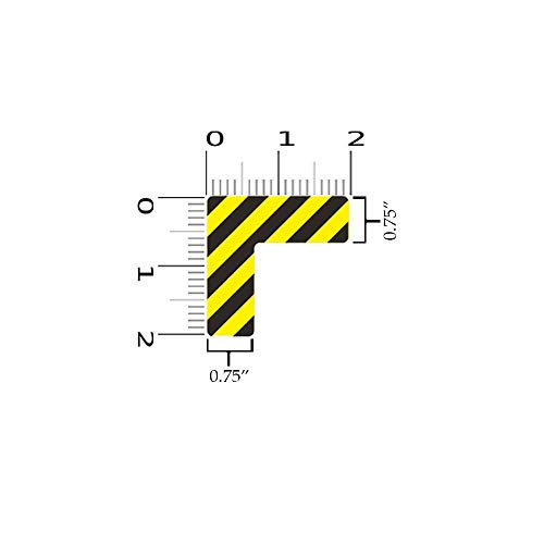 5S Location Marking Corner- (Various Sizes Available) Durable L Shaped Floor Marker by Graphical Warehouse- Vibrant Colors, Rounded Corners (2x2x0.75" (25 Pack), Black/Yellow) - color: Black/Yellow, size: 2x2x0.75" (25 Pack)