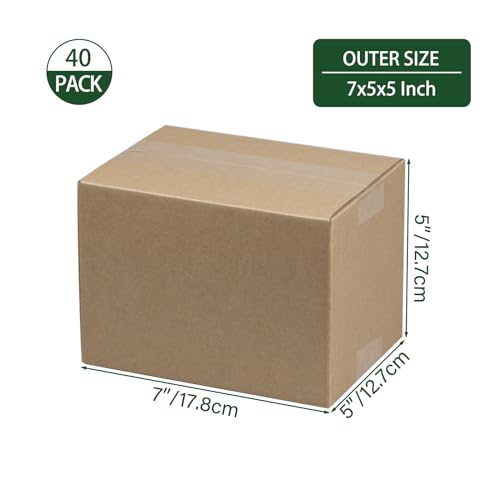 7x5x5 Inches Shipping Boxes Set of 40, Brown Corrugated Cardboard Box Literature Mailer for Packing Small Business - color: Brown, size: 7x5x5