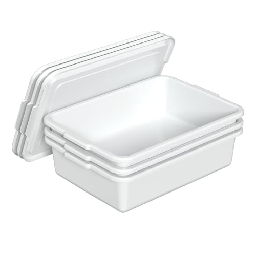 3 Pack Food Service Bus Tubs with Lids, 13 L Plastic Meat Mixing Tub