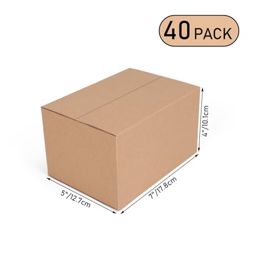 7x5x4 Shipping Boxes Set of 40, Brown Kraft Corrugated Cardboard Boxes Mailers for Small Bussiness Packaging - color: Brown Shipping Box, size: 7x5x4 Box