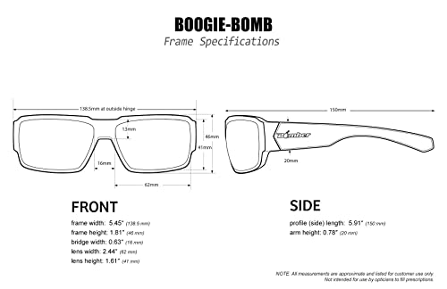 BOMBER Unisex Adult Boogie Bomb - color: 2 Tone Smoke Frame / Red Mirror Lens