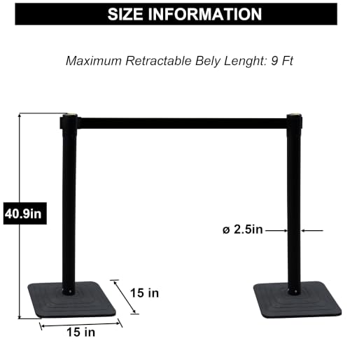 OangeStar 4-Pack Crowd Control Stanchions,Heavy Duty Queue Barriers - color: Black