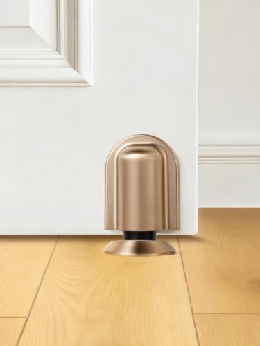 1 Pack Champagne Bronze Door Stopper Magnetic Door Cathc Matte Black Floor Mounted Door Stop Keep Door Open with Screws and Adhesive No Drilling - color: Champagne Bronze