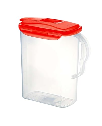 LocknLock Aqua Fridge Door Water Jug | Clear Pitcher | BPA Free Plastic Pitcher with Lid | 3 Quart Pitcher with Lid for Water, Juice, Tea & More Beverages, Red - color: Red, size: 96 Ounces
