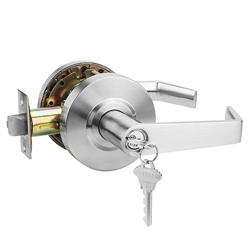 4 Pack Comercial Door Entry Handles Door Locks Made from Satin Chrome with Heavy Duty Lever Handles Door Locks Golingda-Commercial-CP-3-ET-4P - size: KEYED ENTRY (Commercial)