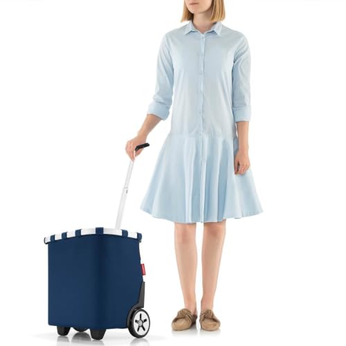 reisenthel carrycruiser Dark Blue - Portable Shopping Trolley with Sturdy Aluminum Frame, Shoulder Strap and Removable mesh Inner Bag -Water-Repellent - color: Dark Blue