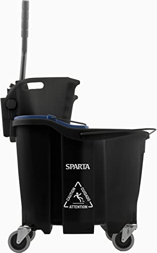 SPARTA 35 Qt Mop Bucket System with Wringer and Insert, Black - color: Black