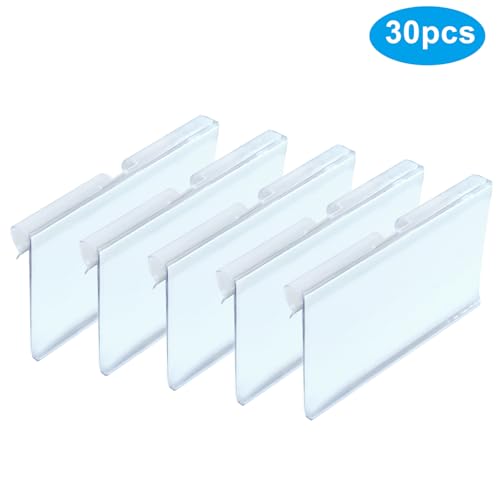30Pcs Basket Labels Clip On Clear Plastic Wire Shelf Holder