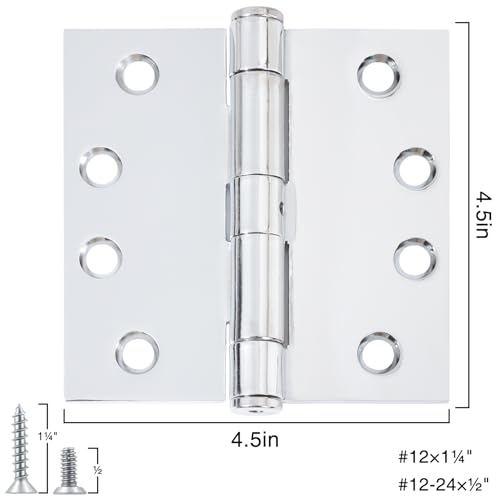 TDCHINGES Heavy Duty Door Hinges 4.5 Inch x 4 1/2" Polished Chrome Square - color: Polished Chrome, size: 3 Pack