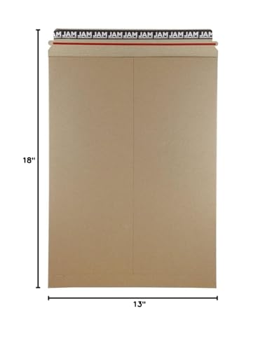 JAM PAPER Stay-Flat Photo Mailer Envelopes with Peel & Seal Closure - 13 x 18 - Brown Kraft - 6 Rigid Mailers/Pack - color: 6/Pack, size: 13" x 18"