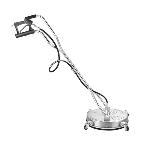 VEVOR 18 Inch Pressure Washer Surface Cleaner, 4000 PSI Stainless Steel Attachment with 4 Wheels, 2 Nozzles, 3/8 Inch Quick Connect and Dual Handle for Concrete, Patio, Sidewalk - size: 18 Inch w/ Handle & Wheels