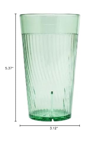TrueCraftware- 12 oz. Belize Tumbler/Drinking Cups Green Polycarbonate Set of 12-Premium Iced Tea Glasses Stackable Reusable Drinking Glasses Dishwasher Safe Break-Resistant for Home Restaurants - color: Green, size: 12 oz