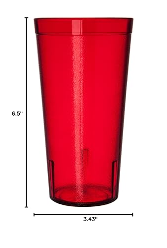 Carlisle FoodService Products Stackable Tumbler Plastic Tumbler with Pebbled Exterior for Restaurants, Catering, Kitchens, Plastic, 20 Ounces, Ruby, (Pack of 72) - color: Ruby
