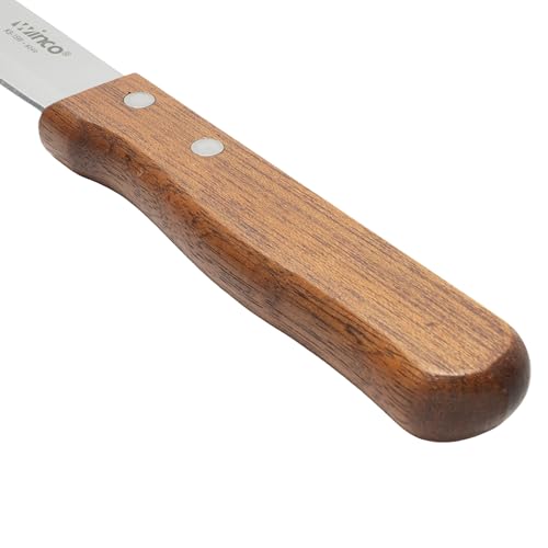 Winco Jumbo Stainless Steel Steak Knife (Set of 12) - size: 5", style: Rounded Wood