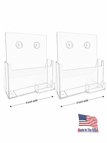 SOURCE ONE Premium Clear Acrylic Brochure Holder for 9" Booklet with Business Card Container Countertop Organizer (2 Pack) - size: 2 Pack