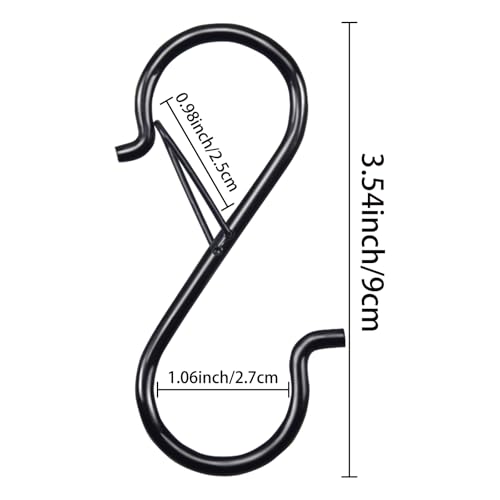 3.5in Heavy Duty S Hooks for Hanging, Safety Buckle Metal Hooks, 28 Pack - size: 28PCS