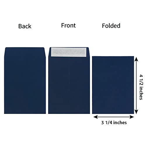 100 Pack Seed Envelopes Self-Adhesive, 3 1/4 x 4 1/2 inches, Navy Blue - color: Navy Blue