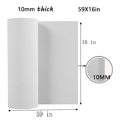 10mm EVA Foam Sheets Rolls for Crafts White Cosplay Foam 16x59in - color: 16×59in White, size: 10mm-Thick