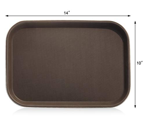 New Star Foodservice Restaurant Grade Non-Slip Tray, Plastic, Rubber Lined, Rectangular (Brown, 10-Inch x 14-Inch) - color: Brown, size: 10-Inch x 14-Inch