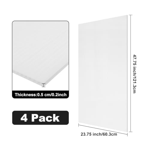 4 Pack 23.75" x 47.75" x 0.2" Fluorescent Light Covers