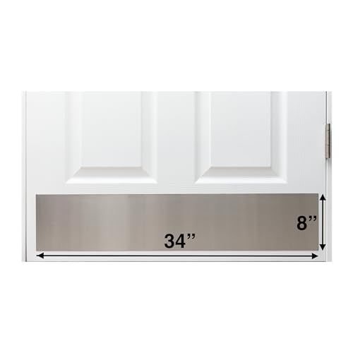 Stainless Steel Door Kick Plate, 8" X 34", No Holes, for Door Widths 36", Made in USA - size: 8" X 34" (36" Door) No Holes