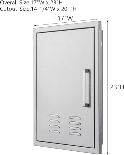 Outdoor Kitchen Doors, 17x23 Inch 304 Stainless Steel BBQ Access Door with Vent, Double Steel Doors for Outdoor Grill Island - size: 17W x 23H- Left