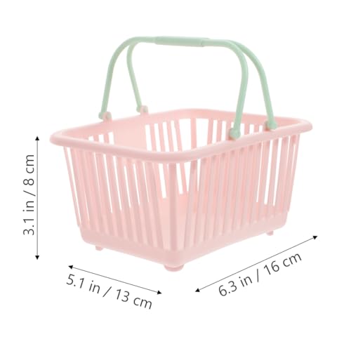 Toddmomy Small Storage Basket with Handles 3-pack Plastic Toy Basket for Kids Grocery for Fruits Bathroom Supplies Pantry Closet and Desktop Organization 6.29 X 5.11 X 3.14 in - color: Pink
